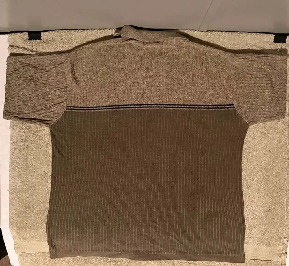 Claiborne Ribbed Knit Polo Shirt Size XL Green Silk Blend
